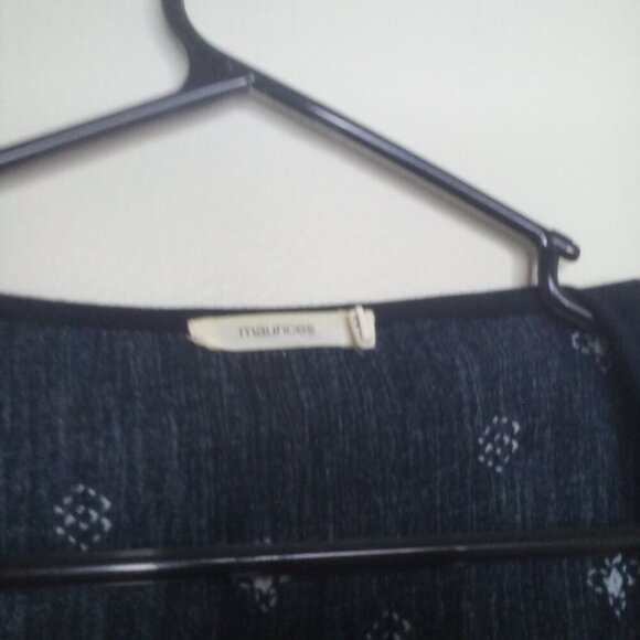 Maurices Cardigan Open Front Blouse Women S/M Short Sleeve Pattern Black White - Picture 9 of 15